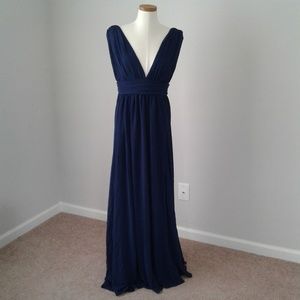 lulus heavenly hues flowy navy blue maxi dress